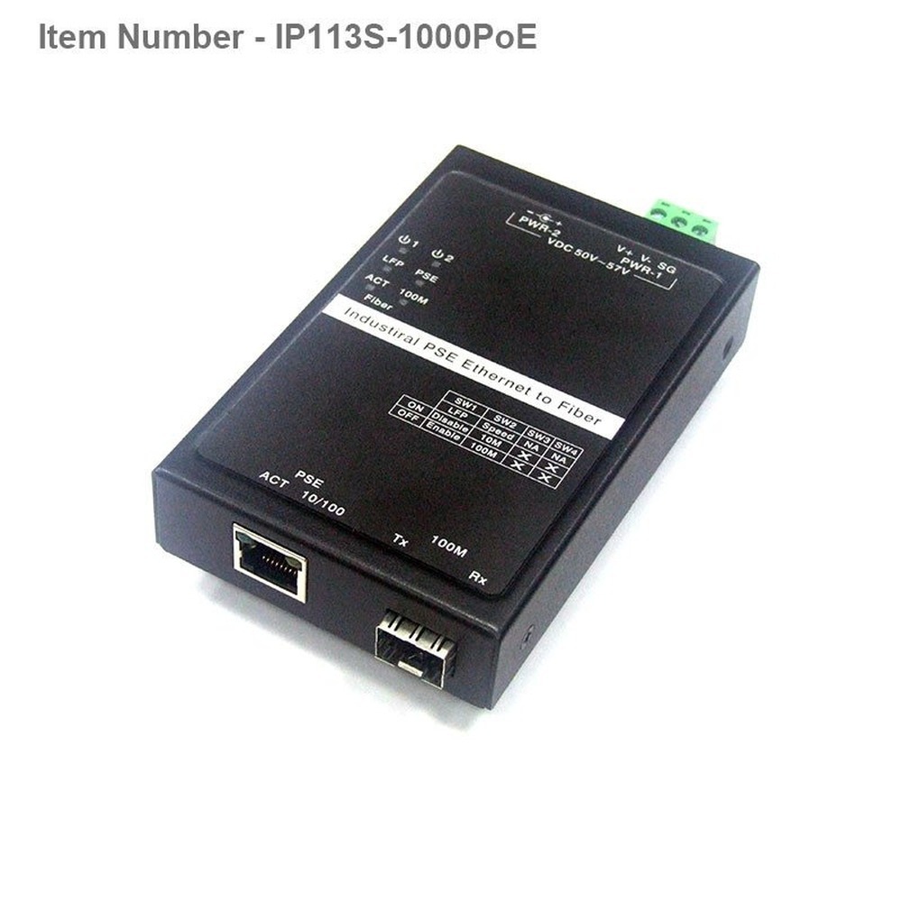 Industrial 10 100BaseT to 100BaseFX with SFP PoE